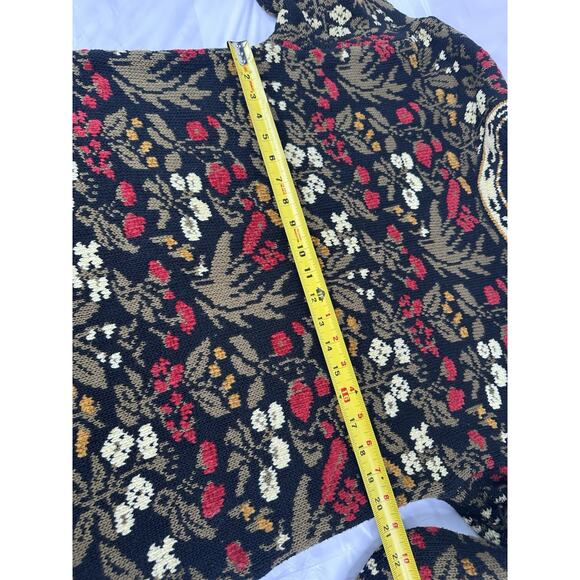 Lands End Tapestry Country Primitive Womens Large Christmas Floral Knit Sweater - Picture 5 of 7